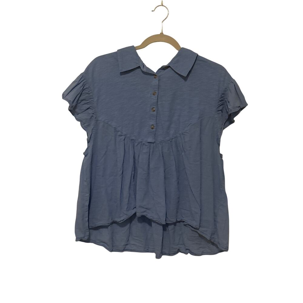 Pilcro Blue Button-Up Blouse